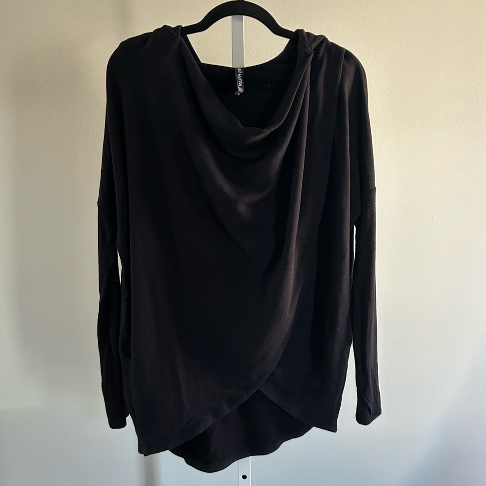 Athleta Purana Draped Wrap Sweatshirt With Hood